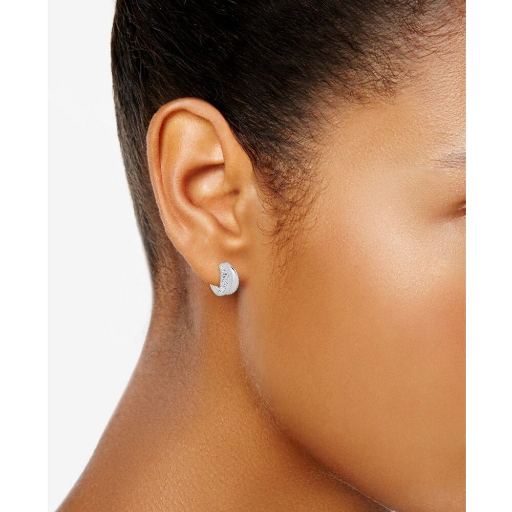 And Now This Clear Crystal C-Hoop Earrings Silver Tone Push Back
